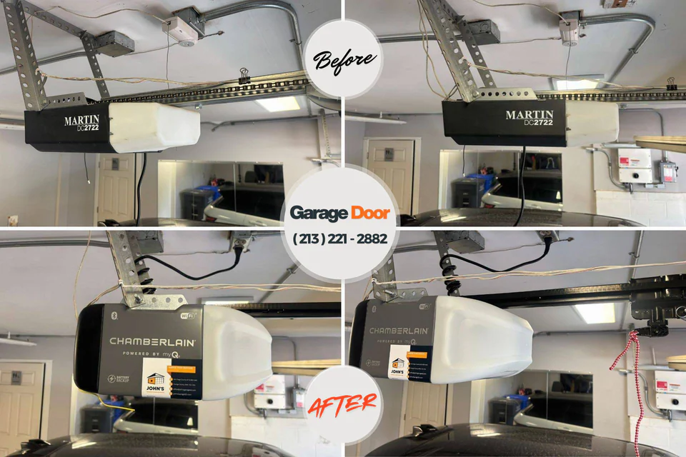 Before and after: garage door repair Bayou Vista, LA